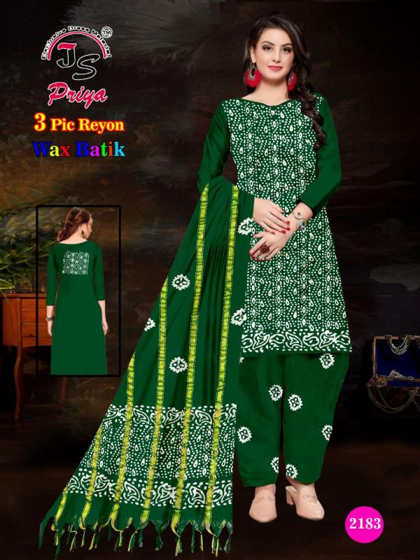 Js Priya Rayon Batic Special Cotton Designer Dress Material